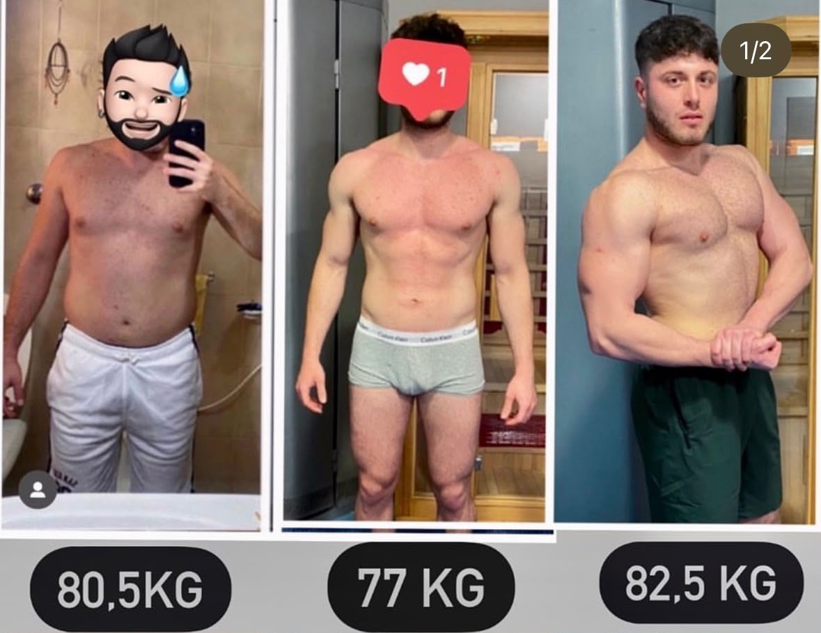 Progressione maschile in tre fasi: 80,5 kg, 77 kg, 82,5 kg