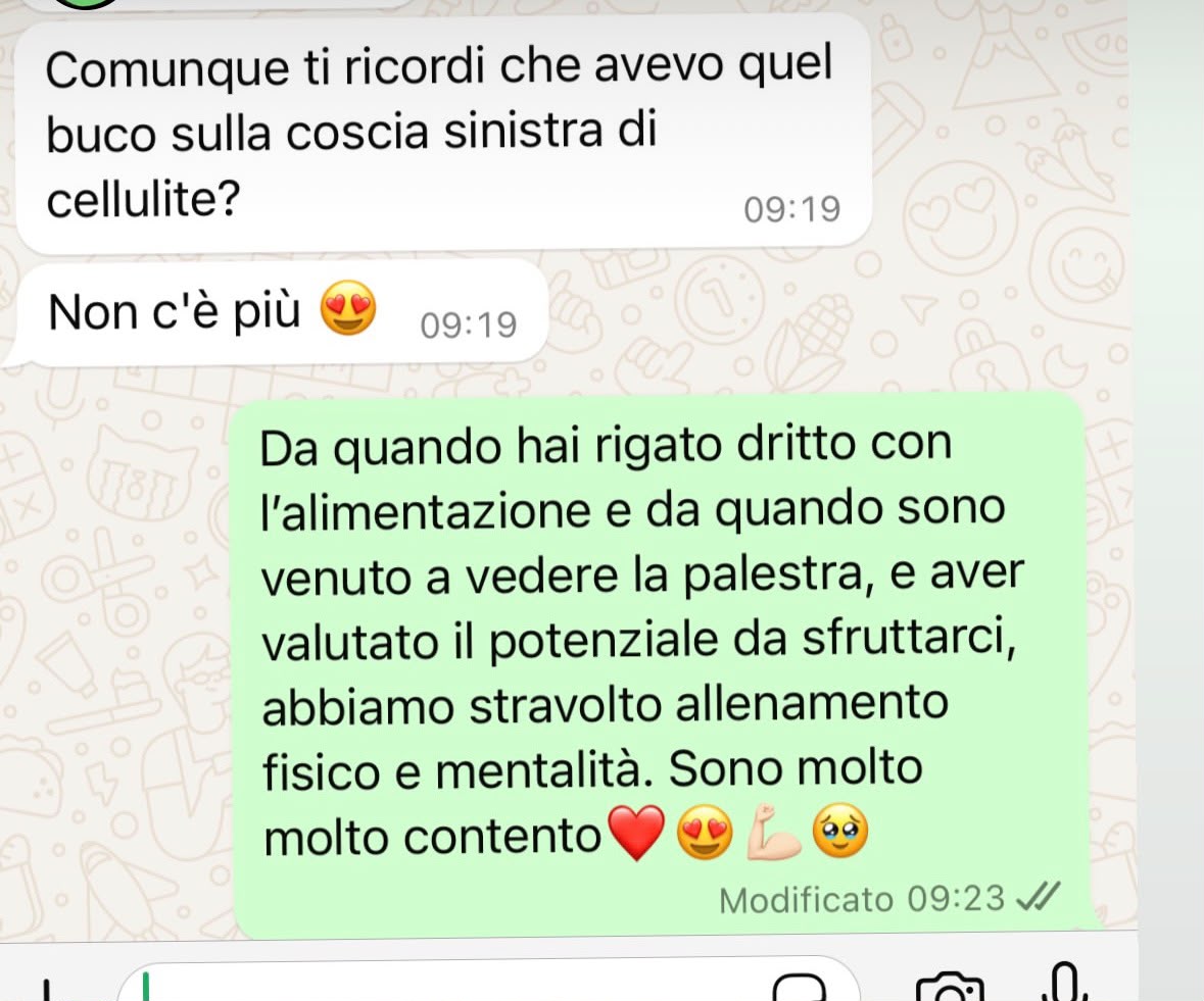 Messaggio WhatsApp su miglioramento della cellulite e della mentalità