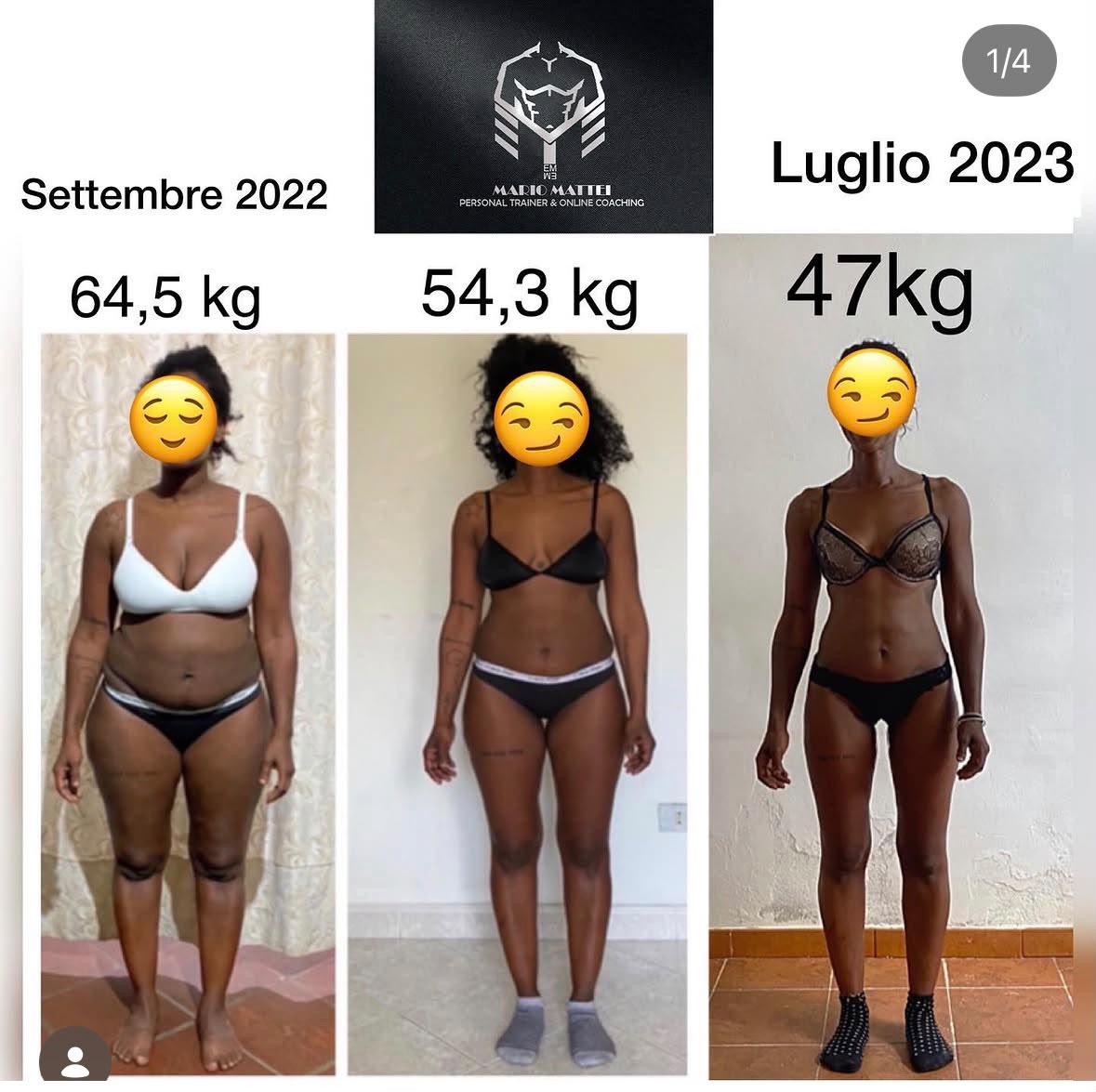 Trasformazione femminile: da 64,5 kg a 47 kg tra 2022 e 2023
