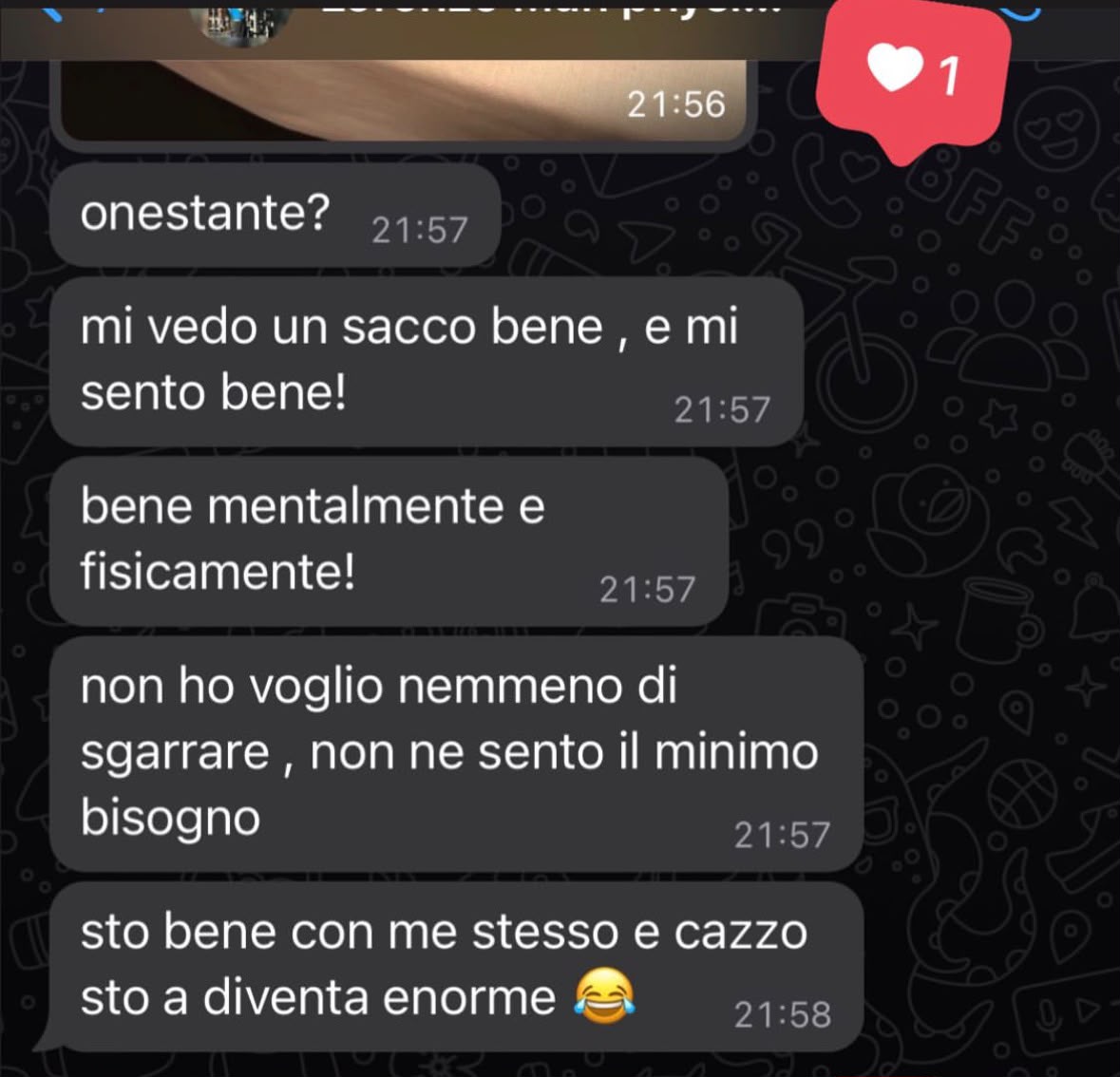 Messaggi WhatsApp di un cliente soddisfatto del percorso