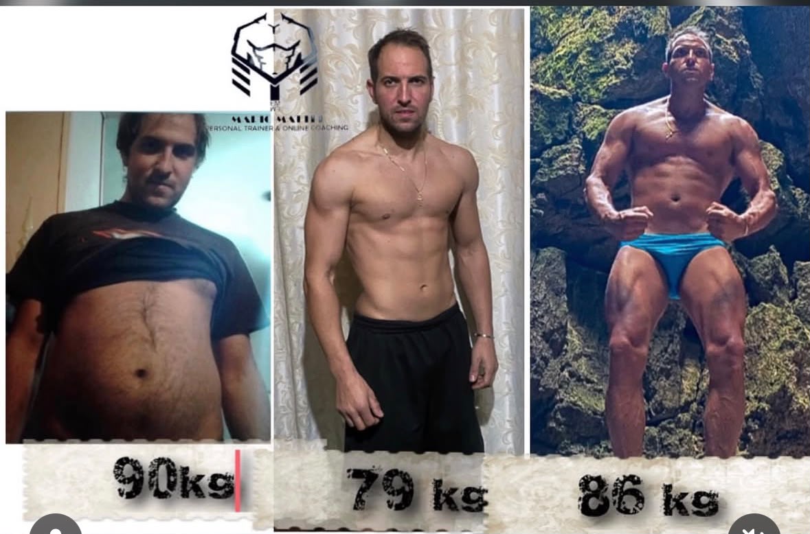 Trasformazione maschile in tre fasi: 90 kg, 79 kg, 86 kg
