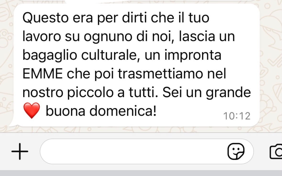 Messaggio WhatsApp sul valore culturale trasmesso dal coaching