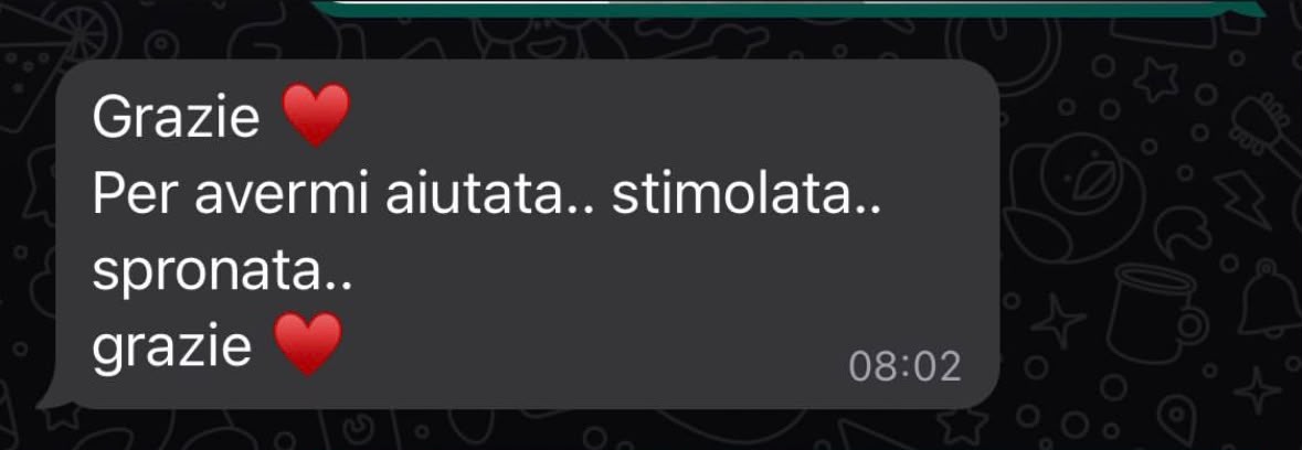 Messaggio WhatsApp di ringraziamento a Mario